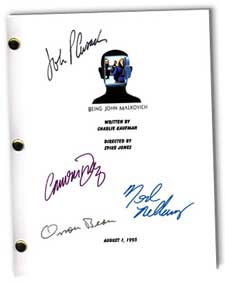 being john malkovich autographed movie script