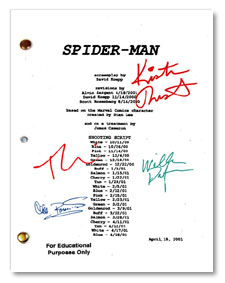 spiderman  signed script